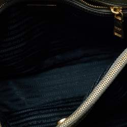 Pre Owned Prada Olive Green Saffiano Leather Medium Double Zip Galleria Tote