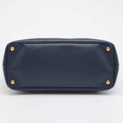 Pre Owned Prada Navy Blue Saffiano Leather Large Double Zip Tote