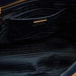 Pre Owned Prada Navy Blue Saffiano Leather Large Double Zip Tote