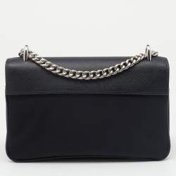 Pre Owned Prada Black Saffiano Leather And Nylon Flap Shoulder Bag