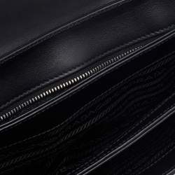 Pre Owned Prada Black Saffiano Leather And Nylon Flap Shoulder Bag