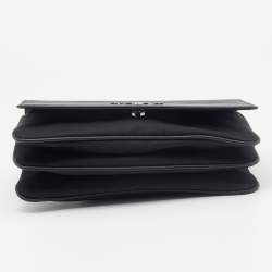 Pre Owned Prada Black Saffiano Leather And Nylon Flap Shoulder Bag