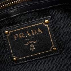 Pre Owned Prada Black Leather Antique Large Bow Zip Clutch