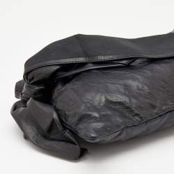 Pre Owned Prada Black Leather Antique Large Bow Zip Clutch