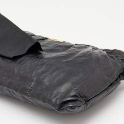 Pre Owned Prada Black Leather Antique Large Bow Zip Clutch