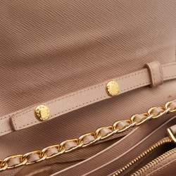 Pre Owned Prada Beige Saffiano Leather Wallet on Chain