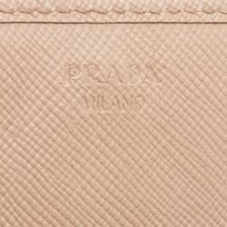 Pre Owned Prada Beige Saffiano Leather Wallet on Chain