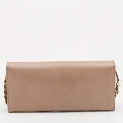 Pre Owned Prada Beige Saffiano Leather Wallet on Chain