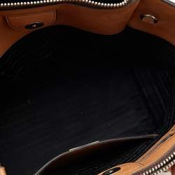 Pre Owned Prada Tan Leather Twin Pocket Double Handle Tote