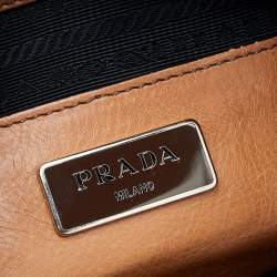 Pre Owned Prada Tan Leather Twin Pocket Double Handle Tote