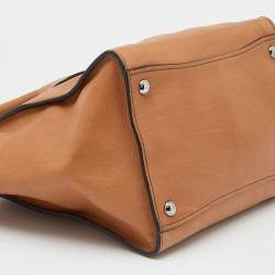 Pre Owned Prada Tan Leather Twin Pocket Double Handle Tote