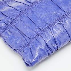 Pre Owned Prada Purple Gaufre Patent Leather Top Zip Clutch