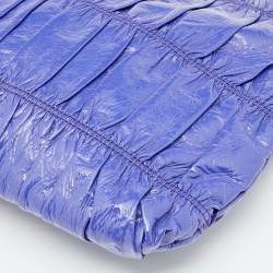 Pre Owned Prada Purple Gaufre Patent Leather Top Zip Clutch