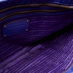Pre Owned Prada Purple Gaufre Patent Leather Top Zip Clutch