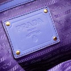 Pre Owned Prada Purple Gaufre Patent Leather Top Zip Clutch