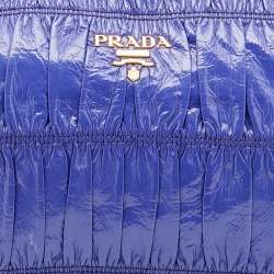 Pre Owned Prada Purple Gaufre Patent Leather Top Zip Clutch