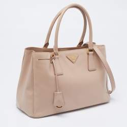 Pre Owned Prada Beige Saffiano Lux Leather Small Tote