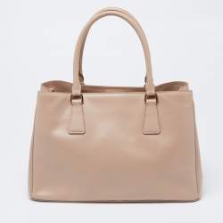 Pre Owned Prada Beige Saffiano Lux Leather Small Tote