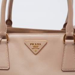 Pre Owned Prada Beige Saffiano Lux Leather Small Tote