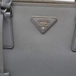 Pre Owned Prada Grey Saffiano Leather Large Galleria Double Zip Tote Bag