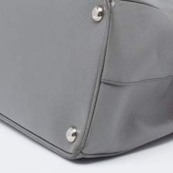 Pre Owned Prada Grey Saffiano Leather Large Galleria Double Zip Tote Bag