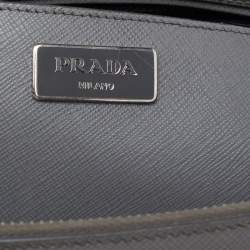 Pre Owned Prada Grey Saffiano Leather Large Galleria Double Zip Tote Bag
