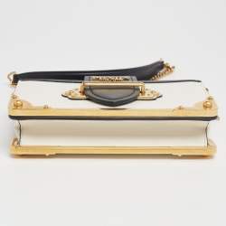 Pre Owned Prada White/Black Leather Cahier Shoulder Bag