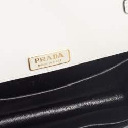 Pre Owned Prada White/Black Leather Cahier Shoulder Bag