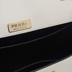 Pre Owned Prada White/Black Leather Cahier Shoulder Bag