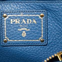 Pre Owned Prada Blue Vitello Daino Leather Tote