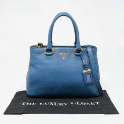 Pre Owned Prada Blue Vitello Daino Leather Tote