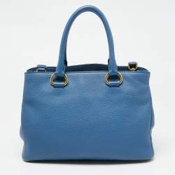 Pre Owned Prada Blue Vitello Daino Leather Tote