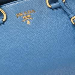 Pre Owned Prada Blue Vitello Daino Leather Tote