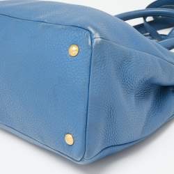 Pre Owned Prada Blue Vitello Daino Leather Tote