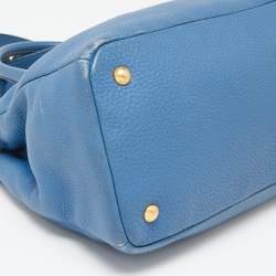 Pre Owned Prada Blue Vitello Daino Leather Tote