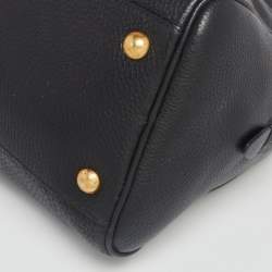 Pre Owned Prada Black Vitello Daino Leather Logo Satchel