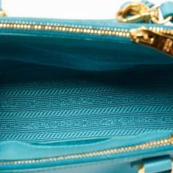 Pre Owned Prada Turquoise Saffiano Lux Leather Nano Double Zip Tote