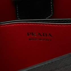Pre Owned Prada Black Saffiano Lux Leather Medium Panier Top Handle Bag