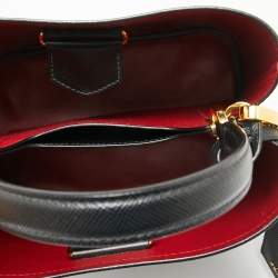 Pre Owned Prada Black Saffiano Lux Leather Medium Panier Top Handle Bag