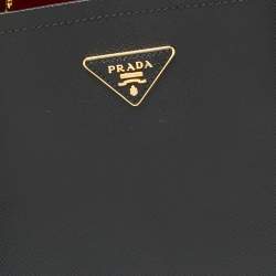 Pre Owned Prada Black Saffiano Lux Leather Medium Panier Top Handle Bag