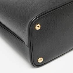 Pre Owned Prada Black Saffiano Lux Leather Medium Panier Top Handle Bag