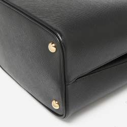 Pre Owned Prada Black Saffiano Lux Leather Medium Panier Top Handle Bag
