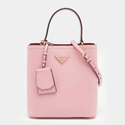 Pre Owned Prada Pink Saffiano Leather Panier Top Handle Bag
