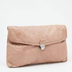 Pre Owned Prada Beige Nappa Leather Antique Flap Clutch