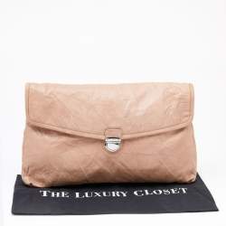 Pre Owned Prada Beige Nappa Leather Antique Flap Clutch