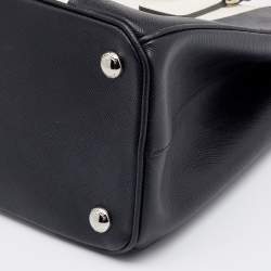 Pre Owned Prada Black/White Saffiano Leather Small Double Zip Tote