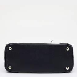 Pre Owned Prada Black/White Saffiano Leather Small Double Zip Tote