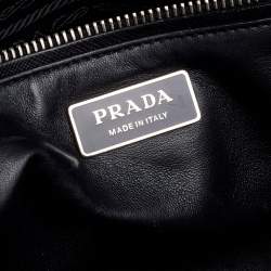 Pre Owned Prada Black/White Saffiano Leather Small Double Zip Tote