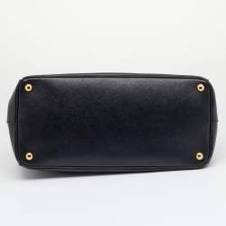 Pre Owned Prada Black Saffiano Lux Leather Galleria Double Zip Tote
