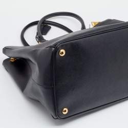 Pre Owned Prada Black Saffiano Lux Leather Galleria Double Zip Tote